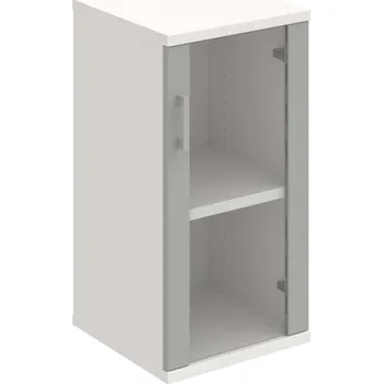 Policová skříň S 2 40 02 P – Skříň policová dvéřová 76,8 × 40 cm - Šedá , Bílá , USH – hranatá