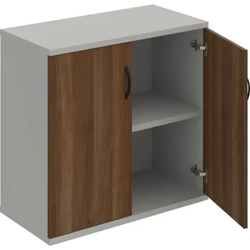 Policová skříň S 2 80 01 – Skříň policová dvéřová 76,8 × 80 cm - Ořech , Šedá , UCO – černá