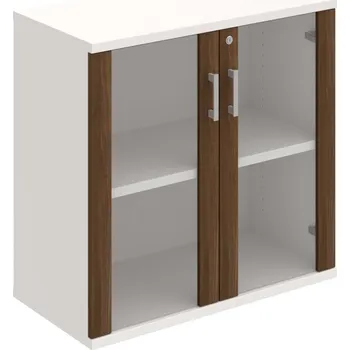 Policová skříň SZ 2 80 02 – Skříň policová dvéřová 76,8 × 80 cm - Ořech , Bílá , USH – hranatá