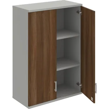 Policová skříň SZ 3 80 01 H – Skříň policová dvéřová 115,2 × 80 cm - Ořech , Šedá , USH – hranatá