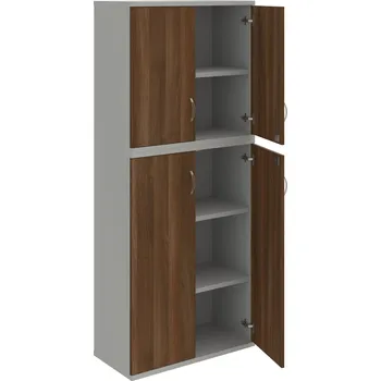 Policová skříň SZ 5 80 06 – Skříň policová dvéřová 192 × 80 cm - Ořech , Šedá , USN – Hobis