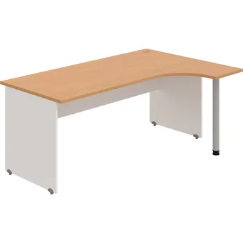 Psací stůl GE 1800 L – Stůl ergo levý 180 × 120 cm - Buk , Bílá , Šedý kov