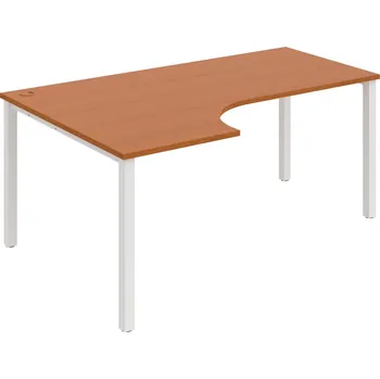 Psací stůl UE 1800 60 P – Stůl ergo 180×120 cm, pravý - Třešeň , Bílý kov