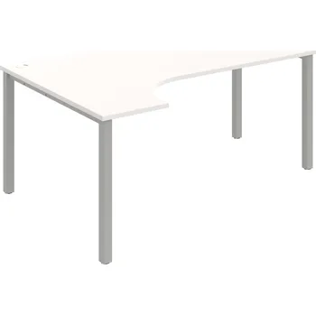 Psací stůl UE 1800 P – Stůl ergo pravý 180 × 120 cm - Bílá , Šedý kov