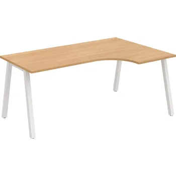 Psací stůl UE A 1800 60 L – Stůl ergo 180 × 120 cm, levý - Dub , Bílý kov