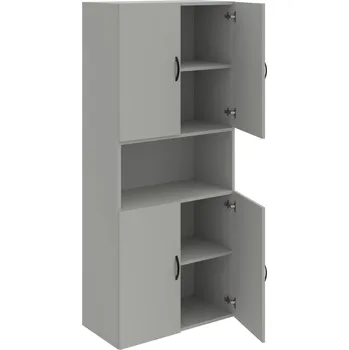 Policová skříň D 5 80 05 – Skříň policová dvéřová 185 × 80 cm - Šedá , Šedá , UCO – černá