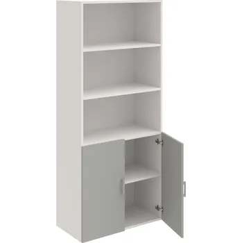 Policová skříň D 5 80 03 – Skříň policová dvéřová 185 × 80 cm - Šedá , Bílá , USH – hranatá