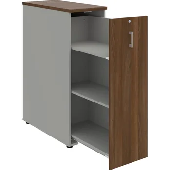 SPVZ 3 P – Skříňka ke stolu, šanonová, výsuvná, pravá - Ořech , Šedá , USH – hranatá