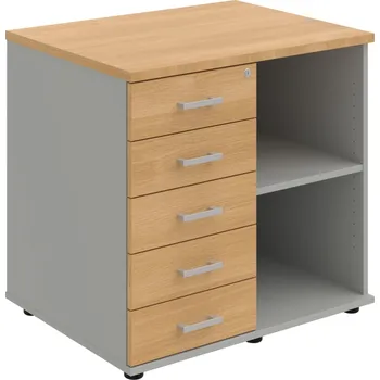 SPKZ 3 80 60 L N – Skříňka ke stolu, levá, s centrálním zamykáním - Dub , Šedá , USH – hranatá