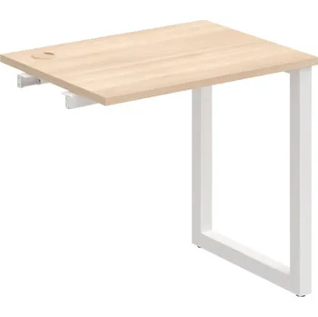 Psací stůl UE O 800 R – Stůl pracovní délky 80 cm, hl. 60 cm, k řetězení - Akát , Bílý kov