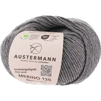 Příze Austermann Merino 120 EXP 129 Šedá (Příze Merino 120 EXP GRAU)