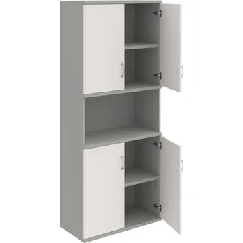 Policová skříň S 5 80 05 – Skříň policová dvéřová 192 × 80 cm - Bílá , Šedá , USN – Hobis