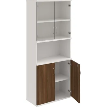 Policová skříň SZ 5 80 10 – Skříň policová dvéřová 192 × 80 cm - Ořech , Bílá , USN – Hobis