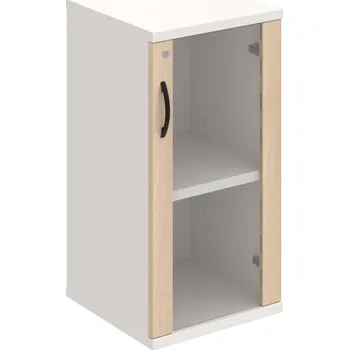 Policová skříň SZ 2 40 02 P – Skříň policová dvéřová 76,8 × 40 cm - Akát , Bílá , UCO – černá