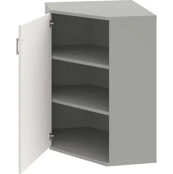 Policová skříň SRV 3 01 L – Skříň vnitřní roh levá 115,2 cm - Bílá , Šedá , USH – hranatá