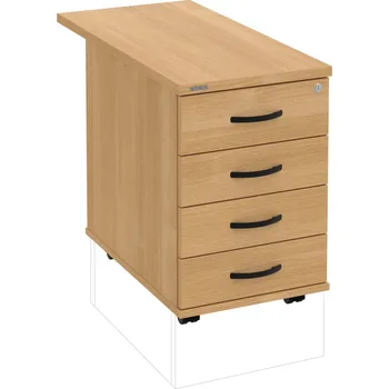 Zásuvkový kontejner K 34 C P 80 – Kontejner, 4 zásuvky, cent. zamykání, léta podél, hl. 80 cm - Dub , Dub , UCO – černá