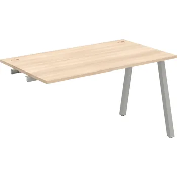 Psací stůl US A 1400 R – Stůl pracovní délky 140 cm, k řetězení - Akát , Šedý kov