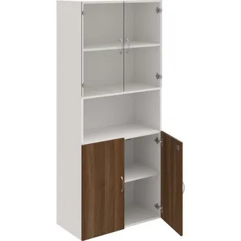 Policová skříň DZ 5 80 07 – Skříň policová dvéřová 185 × 80 cm - Ořech , Bílá , USN – Hobis