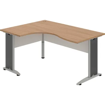 Psací stůl CE 2005 P – Stůl ergo pravý 160 × 120 cm - Višeň , Bílá , Šedý kov