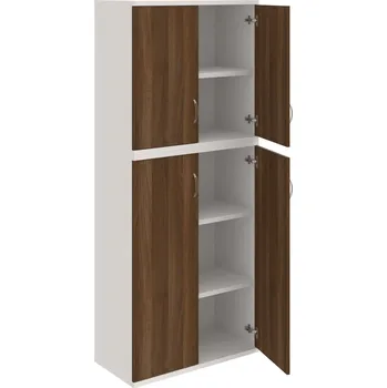 Policová skříň S 5 80 06 – Skříň policová dvéřová 192 × 80 cm - Ořech , Bílá , USN – Hobis