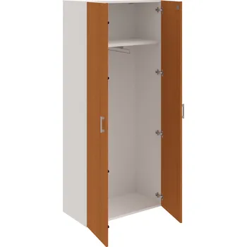 Policová skříň DZ 5 80 01 – Skříň šatní dvéřová 185 × 80 cm - Třešeň , Bílá , USH – hranatá