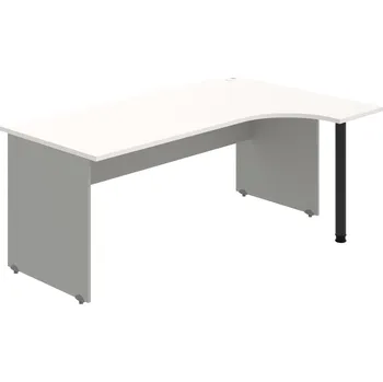 Psací stůl GE 1800 L – Stůl ergo levý 180 × 120 cm - Bílá , Šedá , Černý kov
