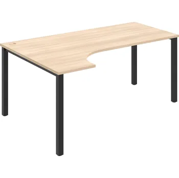 Psací stůl UE 1800 P – Stůl ergo pravý 180 × 120 cm - Akát , Černý kov