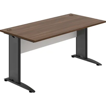 Psací stůl CS 1600 – Stůl pracovní rovný 160 cm - Ořech , Bílá , Černý kov