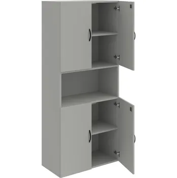 Policová skříň DZ 5 80 05 – Skříň policová dvéřová 185 × 80 cm - Šedá , Šedá , UCO – černá