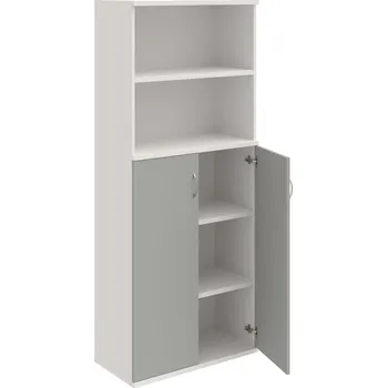 Policová skříň S 5 80 04 – Skříň policová dvéřová 192 × 80 cm - Šedá , Bílá , USN – Hobis