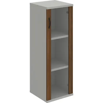 Policová skříň S 3 40 02 P – Skříň policová dvéřová 115,2 × 40 cm - Ořech , Šedá , UCO – černá