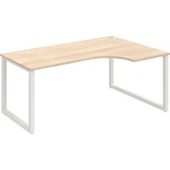Psací stůl UE O 1800 60 L – Stůl ergo 180 × 120 cm, levý - Akát , Bílý kov