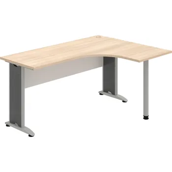 Psací stůl CE 60 L – Stůl ergo levý 160 × 120 cm - Akát , Bílá , Šedý kov
