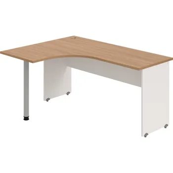 Psací stůl GE 60 P – Stůl ergo pravý 160 × 120 cm - Višeň , Bílá , Šedý kov