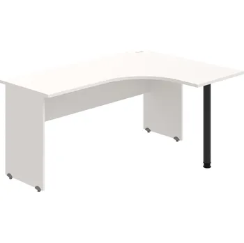 Psací stůl GE 60 L – Stůl ergo levý 160 × 120 cm - Bílá , Bílá , Černý kov