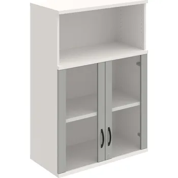 Policová skříň SZ 3 80 05 H – Skříň policová dvéřová 115,2 × 80 cm - Šedá , Bílá , UCO – černá