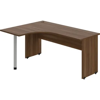Psací stůl GE 60 P – Stůl ergo pravý 160 × 120 cm - Ořech , Ořech , Šedý kov