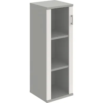 Policová skříň S 3 40 02 L – Skříň policová dvéřová 115,2 × 40 cm - Bílá , Šedá , USH – hranatá