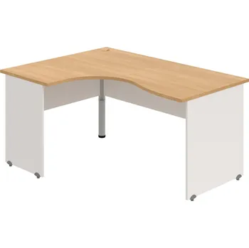 Psací stůl GE 2005 P – Stůl ergo pravý 160 × 120 cm - Dub , Bílá , Šedý kov