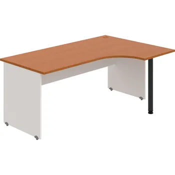Psací stůl GE 1800 60 L – Stůl ergo 180 × 120 cm, levý - Třešeň , Bílá , Černý kov