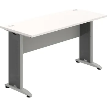 Psací stůl CE 1400 – Stůl pracovní rovný 140 cm, hl. 60 cm - Bílá , Šedá , Šedý kov
