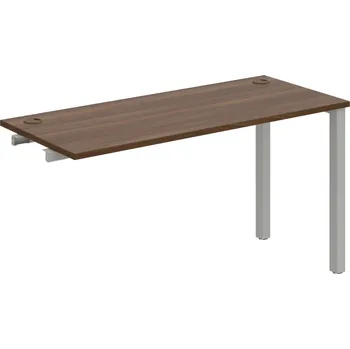 Psací stůl UE 1400 R – Stůl pracovní délky 140 cm, hl. 60 cm, k řetězení - Ořech , Šedý kov