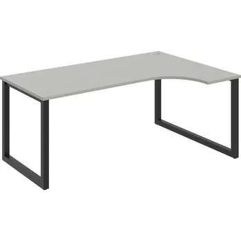 Psací stůl UE O 1800 L – Stůl ergo 180 × 120 cm, levý - Šedá , Černý kov
