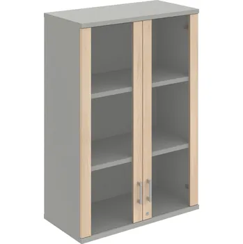 Policová skříň SZ 3 80 04 H – Skříň policová dvéřová 115,2 × 80 cm - Akát , Šedá , USH – hranatá