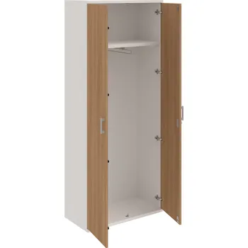 Policová skříň SZR 5 80 01 – Skříň šatní dvéřová 192 × 80 cm - Višeň , Bílá , USH – hranatá