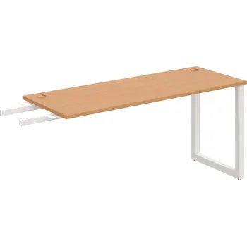 Psací stůl UE O 1600 RU – Stůl pracovní délky 160 cm, hl. 60 cm, k řetězení - Buk , Bílý kov