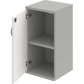 Policová skříň SZ 2 40 01 L – Skříň policová dvéřová 76,8 × 40 cm - Bílá , Šedá , UCO – černá