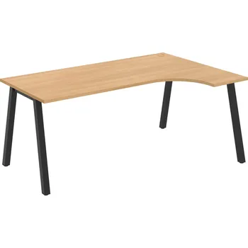 Psací stůl UE A 1800 L – Stůl ergo 180 × 120 cm, levý - Dub , Černý kov