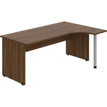 Psací stůl GE 1800 L – Stůl ergo levý 180 × 120 cm - Ořech , Ořech , Šedý kov