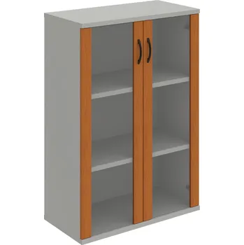 Policová skříň S 3 80 04 – Skříň policová dvéřová 115,2 × 80 cm - Třešeň , Šedá , UCO – černá